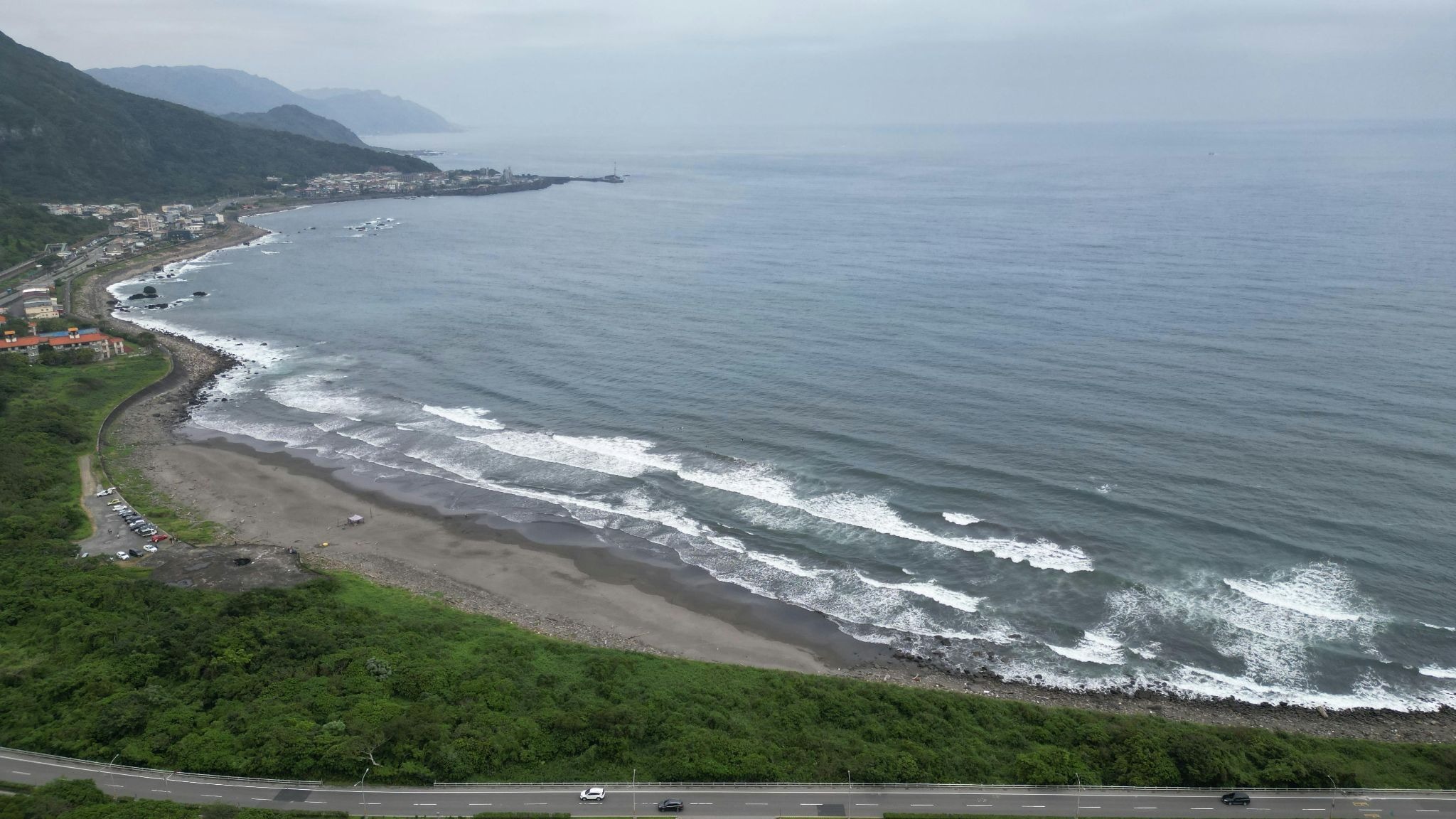 Pacific coastline with mountain landscapes